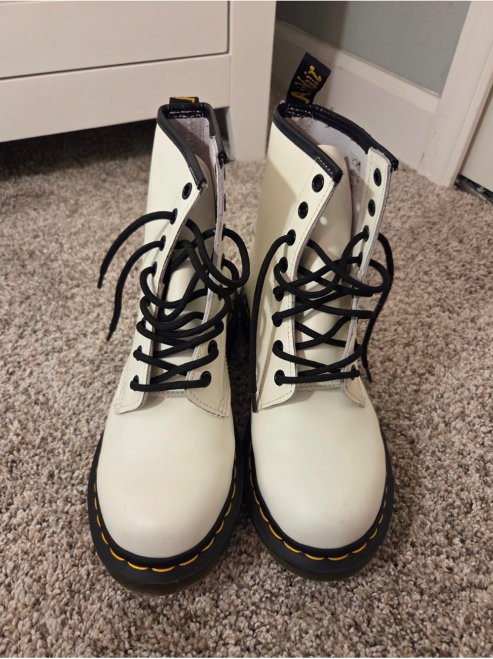 White Lace-Up Doc Martens